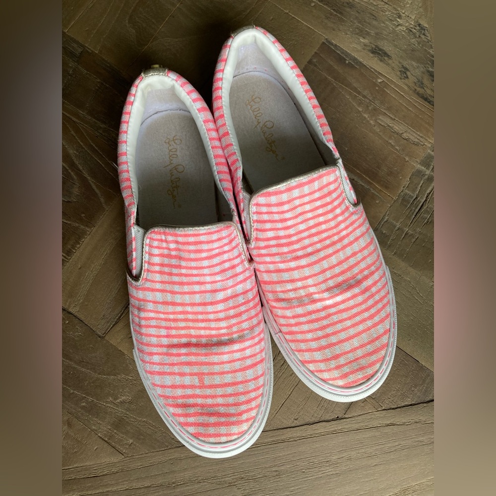 Lilly Pulitzer Pink & White Gingham slip on Sneakers